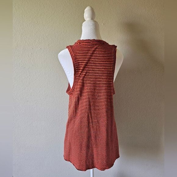 Anthropologie Pilcro Ashton Orange And Red Striped Tank Size Medium - Picture 3 of 8